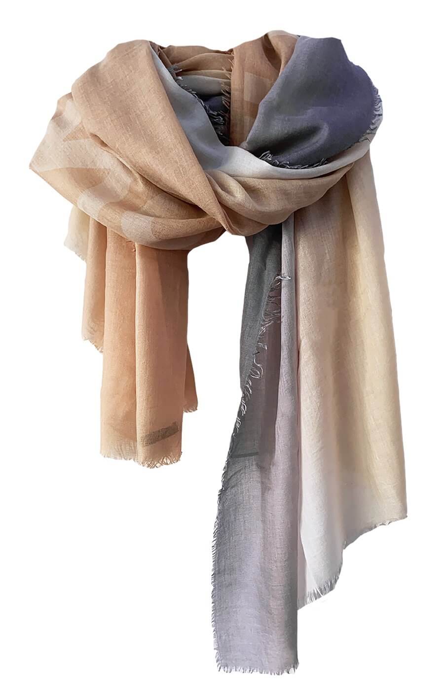 Sanctuary Shades of Sand and Grey - Fine Silk Cashmere Scarf