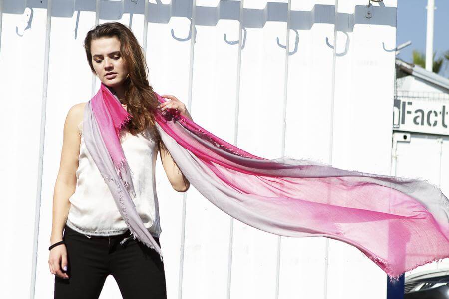 D/Luca Sanctuary Shades of Pink and Grey - Fine Silk Cashmere Scarf